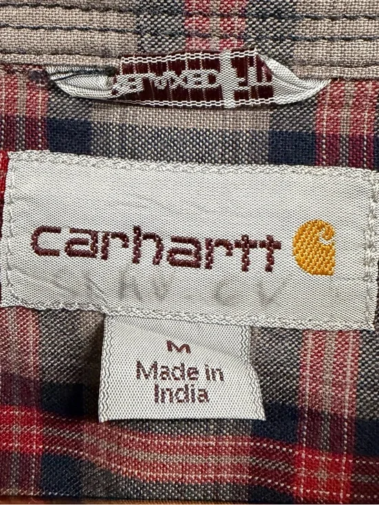 Carhartt Plaid Button Down Shirt Workwear Flannel Style Mens M - Picture 4 of 4